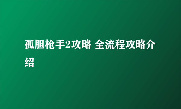 孤胆枪手2攻略 全流程攻略介绍