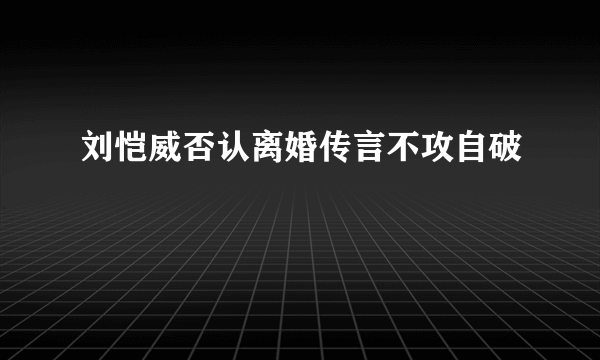 刘恺威否认离婚传言不攻自破