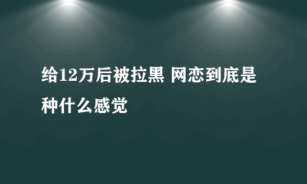 给12万后被拉黑 网恋到底是种什么感觉