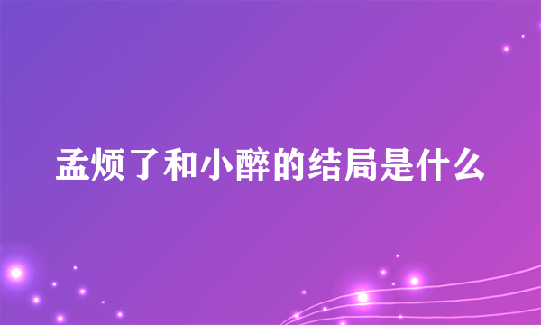 孟烦了和小醉的结局是什么