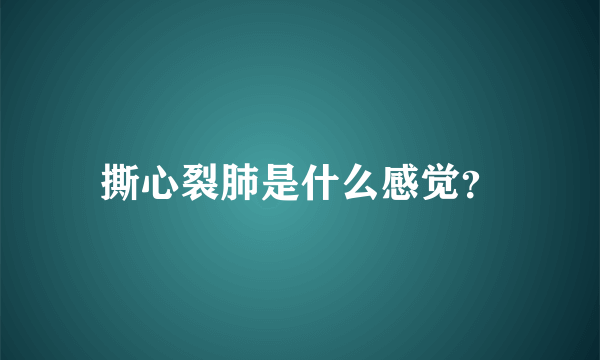 撕心裂肺是什么感觉？