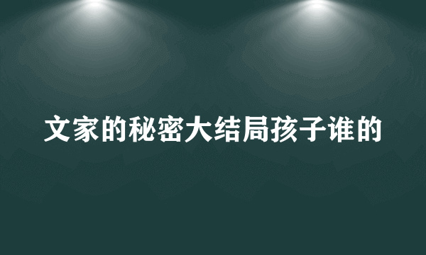 文家的秘密大结局孩子谁的