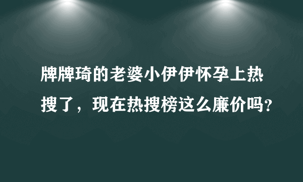 牌牌琦的老婆小伊伊怀孕上热搜了，现在热搜榜这么廉价吗？