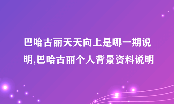 巴哈古丽天天向上是哪一期说明,巴哈古丽个人背景资料说明