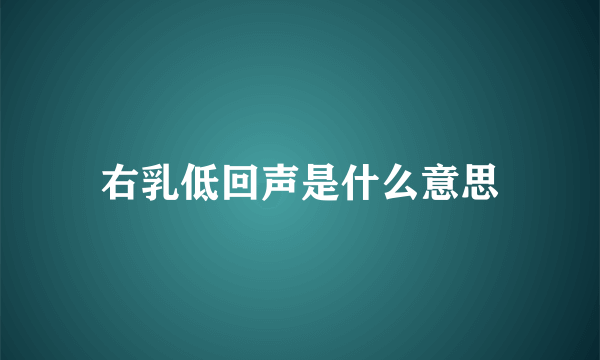 右乳低回声是什么意思