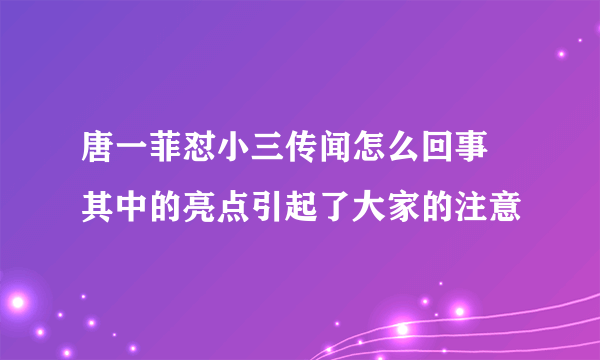 唐一菲怼小三传闻怎么回事 其中的亮点引起了大家的注意