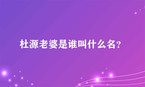 杜源老婆是谁叫什么名？