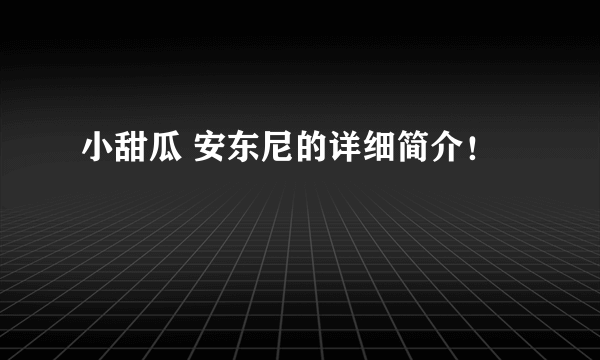 小甜瓜 安东尼的详细简介！