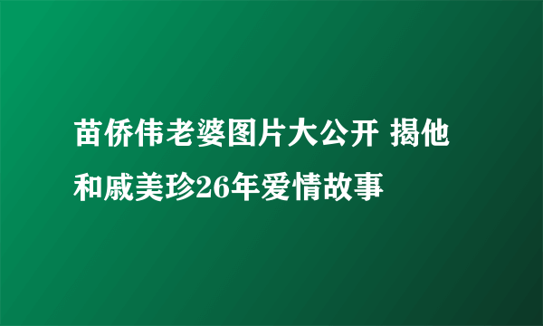 苗侨伟老婆图片大公开 揭他和戚美珍26年爱情故事