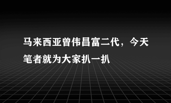 马来西亚曾伟昌富二代，今天笔者就为大家扒一扒