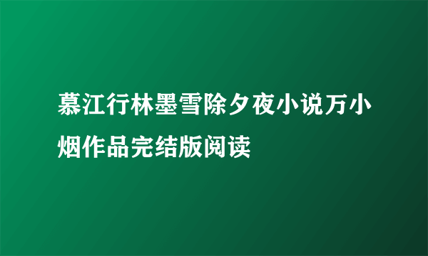 慕江行林墨雪除夕夜小说万小烟作品完结版阅读