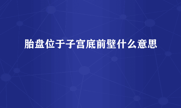 胎盘位于子宫底前壁什么意思