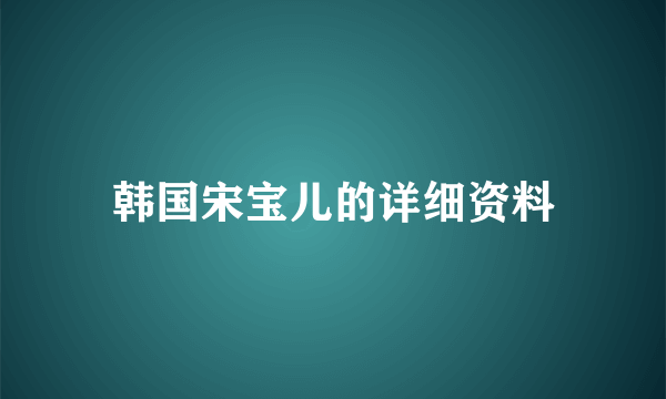 韩国宋宝儿的详细资料