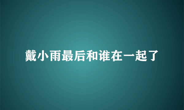 戴小雨最后和谁在一起了