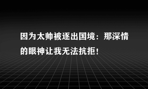 因为太帅被逐出国境：那深情的眼神让我无法抗拒！