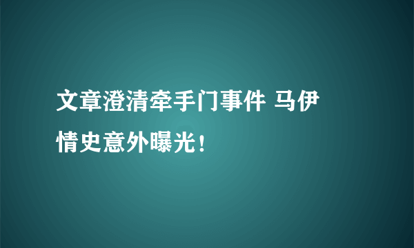 文章澄清牵手门事件 马伊琍情史意外曝光！