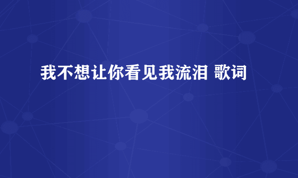 我不想让你看见我流泪 歌词