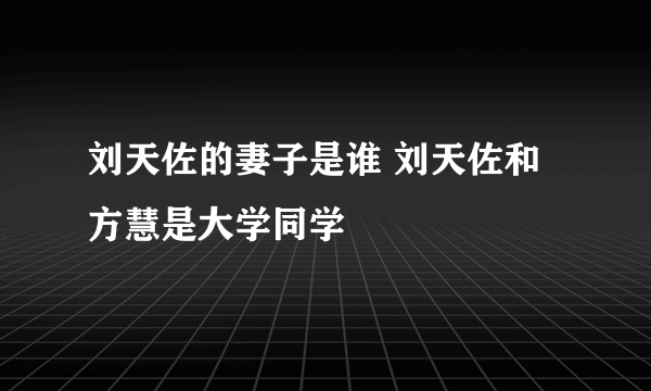 刘天佐的妻子是谁 刘天佐和方慧是大学同学