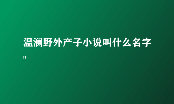 温澜野外产子小说叫什么名字