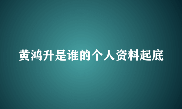 黄鸿升是谁的个人资料起底