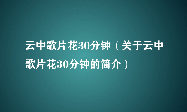 云中歌片花30分钟（关于云中歌片花30分钟的简介）