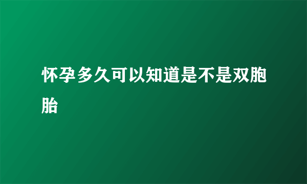 怀孕多久可以知道是不是双胞胎