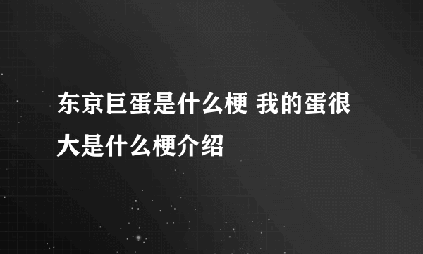 东京巨蛋是什么梗 我的蛋很大是什么梗介绍