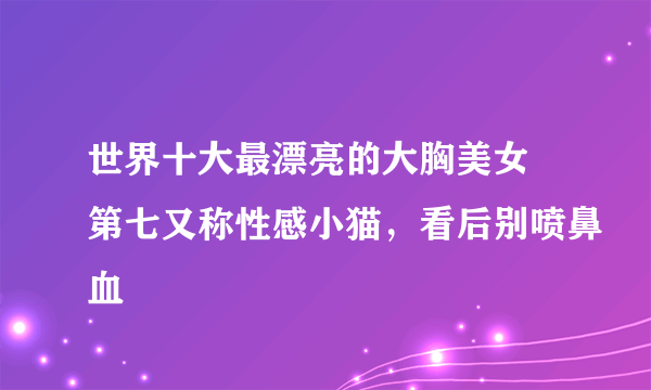 世界十大最漂亮的大胸美女 第七又称性感小猫，看后别喷鼻血