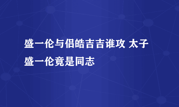 盛一伦与侣皓吉吉谁攻 太子盛一伦竟是同志