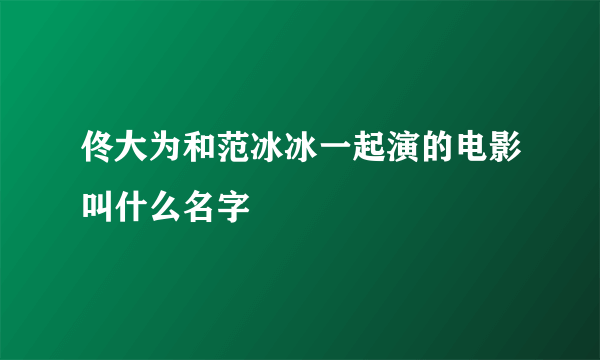 佟大为和范冰冰一起演的电影叫什么名字