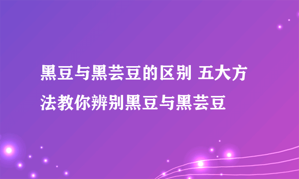 黑豆与黑芸豆的区别 五大方法教你辨别黑豆与黑芸豆