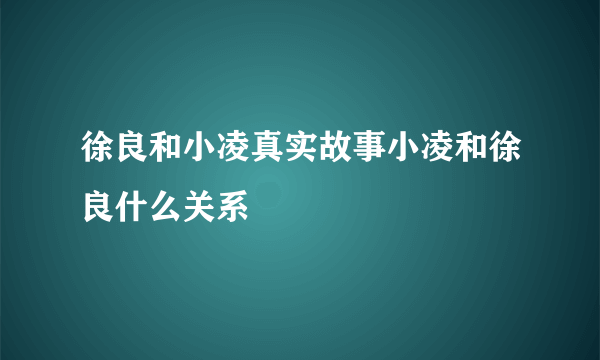 徐良和小凌真实故事小凌和徐良什么关系