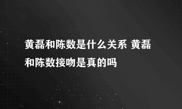 黄磊和陈数是什么关系 黄磊和陈数接吻是真的吗