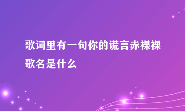 歌词里有一句你的谎言赤裸裸歌名是什么