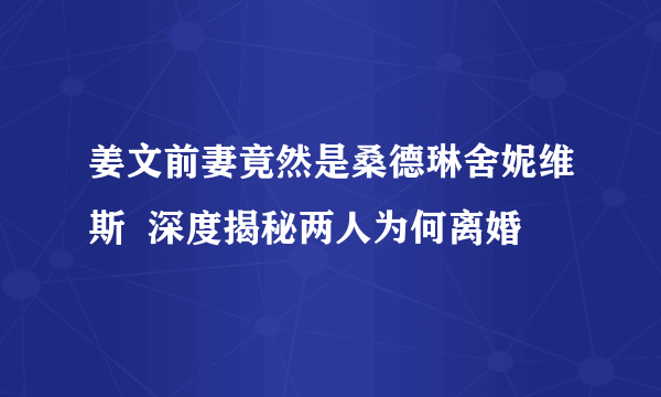 姜文前妻竟然是桑德琳舍妮维斯  深度揭秘两人为何离婚