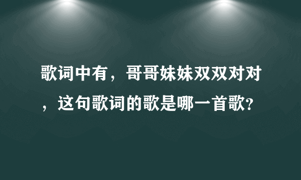 歌词中有，哥哥妹妹双双对对，这句歌词的歌是哪一首歌？