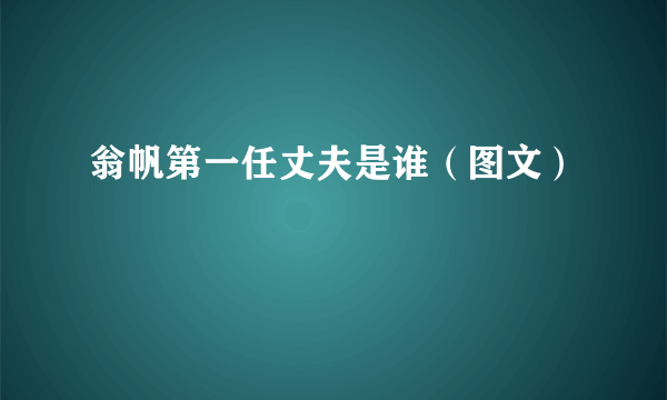 翁帆第一任丈夫是谁（图文）