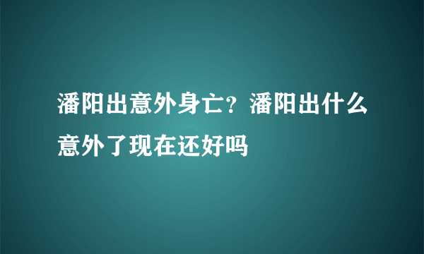 潘阳出意外身亡？潘阳出什么意外了现在还好吗