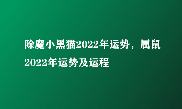 除魔小黑猫2022年运势，属鼠2022年运势及运程