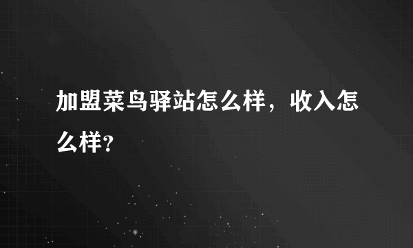 加盟菜鸟驿站怎么样，收入怎么样？