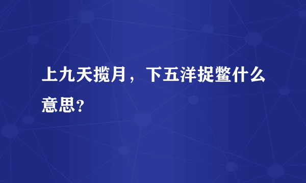 上九天揽月，下五洋捉鳖什么意思？