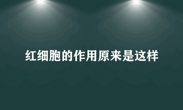 红细胞的作用原来是这样