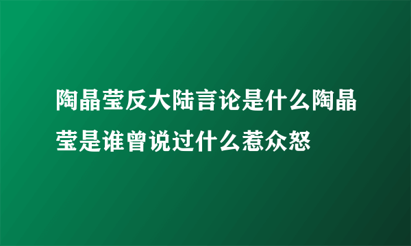 陶晶莹反大陆言论是什么陶晶莹是谁曾说过什么惹众怒