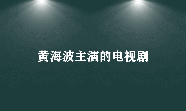 黄海波主演的电视剧