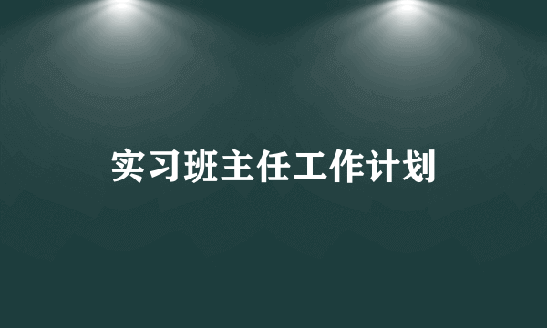 实习班主任工作计划