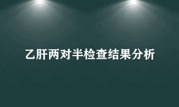 乙肝两对半检查结果分析