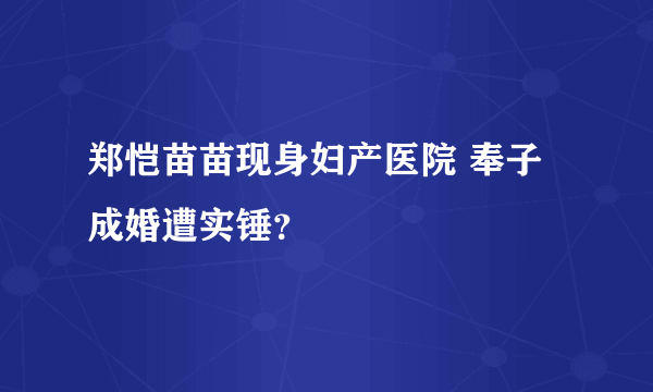 郑恺苗苗现身妇产医院 奉子成婚遭实锤？