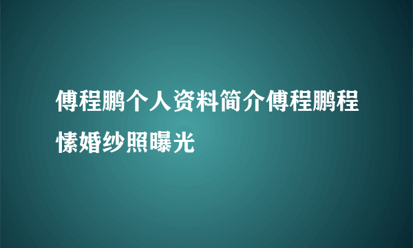 傅程鹏个人资料简介傅程鹏程愫婚纱照曝光