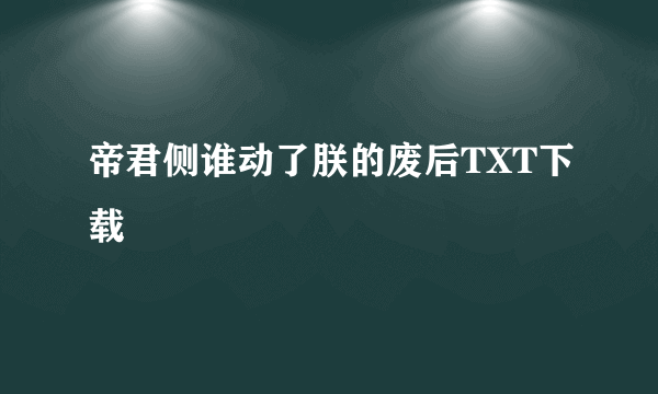 帝君侧谁动了朕的废后TXT下载