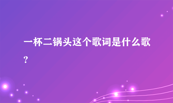 一杯二锅头这个歌词是什么歌？